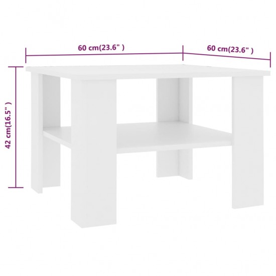 Kavos staliukas, baltos spalvos, 60x60x42 cm, MDP