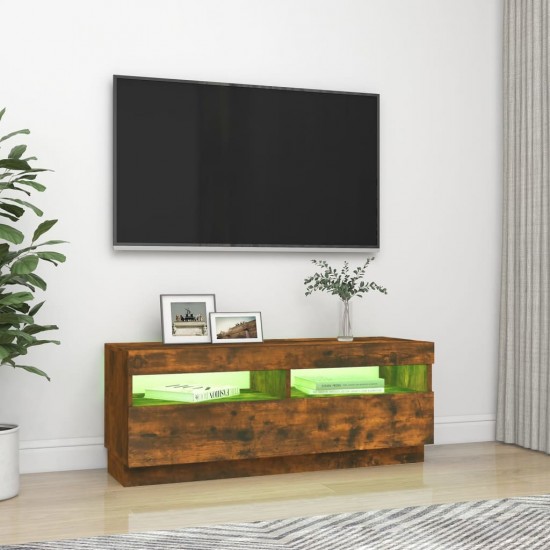 Televizoriaus spintelė su LED, dūminio ąžuolo, 100x35x40cm
