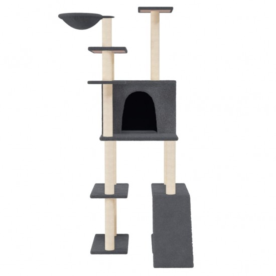 Draskyklė katėms su stovais iš sizalio, tamsiai pilka, 166cm