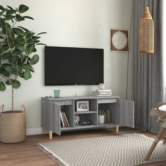 TV spintelė su medinėmis kojelėmis, pilka, 103,5x35x50cm