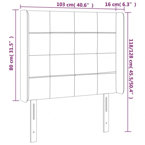 Galvūgalis su LED, šviesiai pilkas, 103x16x118/128cm, audinys