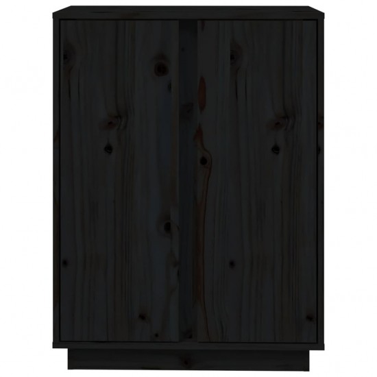 Šoninė spintelė, juoda, 60x35x80cm, pušies medienos masyvas