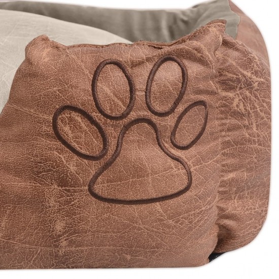 Šuns guolis su pagalvėle, PU, dirbtinė oda dydis XL, smėlinis