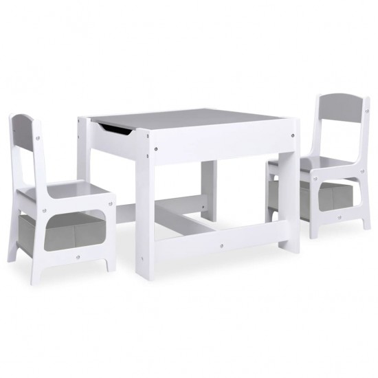Vaikiškas stalas su 2 kėdėmis, baltos spalvos, MDF