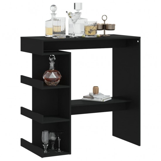 Baro stalas su lentyna, juodos spalvos, 100x50x101,5cm, MDP