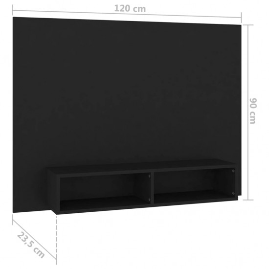 Sieninė televizoriaus spintelė, juoda, 120x23,5x90cm, MDP