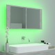Veidrodinė vonios spintelė su LED, betono, 90x12x45cm, akrilas