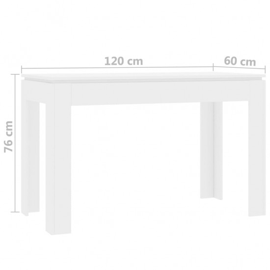 Valgomojo stalas, baltos spalvos, 120x60x76cm, MDP