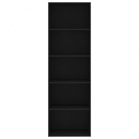 Spintelė knygoms, 5 lentynos, juodos spalvos, 60x30x189cm, MDP