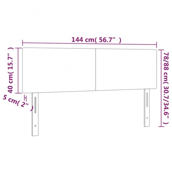 Galvūgalis su LED, juodos spalvos, 144x5x78/88cm, aksomas