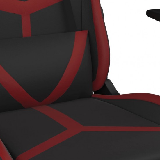 Žaidimų kėdė su pakoja, juoda ir raudonojo vyno, dirbtinė oda