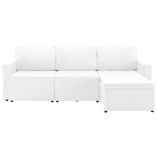 Trivietė sofa-lova, baltos spalvos, netikra oda, modulinė