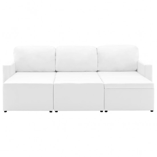 Trivietė sofa-lova, baltos spalvos, netikra oda, modulinė