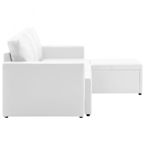 Trivietė sofa-lova, baltos spalvos, netikra oda, modulinė