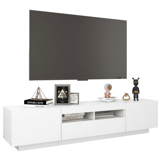 Televizoriaus spintelė su LED apšvietimu, balta, 180x35x40cm