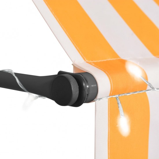 Rankinė ištraukiama markizė su LED, balta ir oranžinė, 200cm