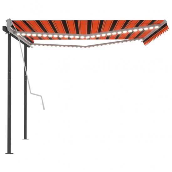 Rankiniu būdu ištraukiama markizė su LED, oranžinė/ruda, 4,5x3m