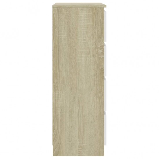 Šoninė spintelė, balta ir ąžuolo, 60x35x98,5cm, mediena