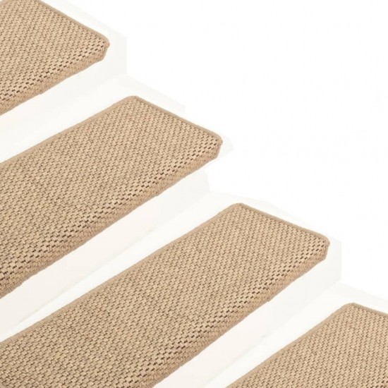 Lipnūs laiptų kilimėliai, 15vnt., smėlio spalvos, 65x21x4cm