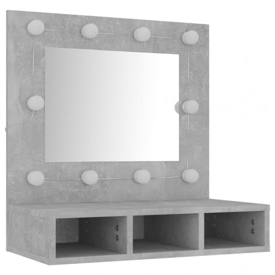 Veidrodinė spintelė su LED, betono pilka, 60x31,5x62cm