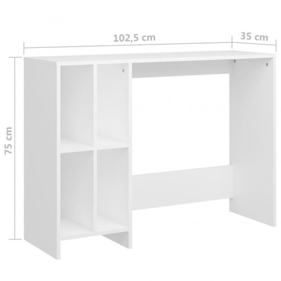 Kompiuterio stalas, baltos spalvos, 102,5x35x75cm, MDP