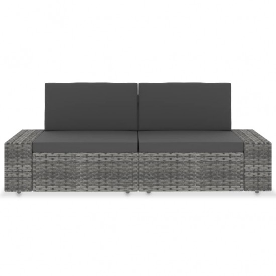 Modulinė dvivietė sofa, pilkos spalvos, poliratanas