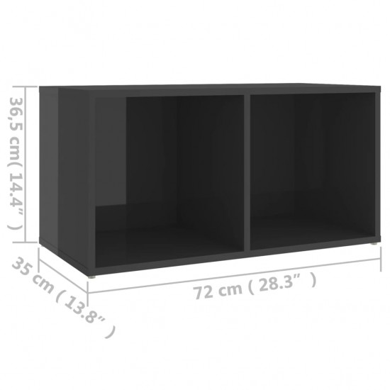 Televizoriaus spintelė, pilka, 72x35x36,5 cm, MDP, ypač blizgi