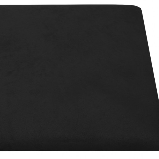 Sienų plokštės, 12vnt., juodos, 30x15cm, aksomas, 0,54m²