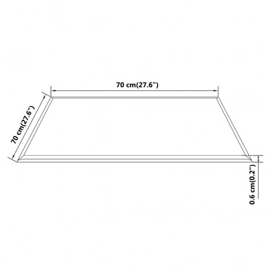 Stalviršis, grūdintas stiklas, kvadrato forma, 700x700mm