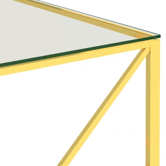 Kavos staliukas, auksinis, 55x55x55cm, plienas ir stiklas