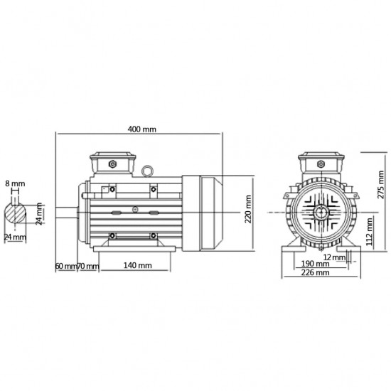 Trifazis elektros variklis, 4kW/5,5AG, 2 polių, 2840aps./min.