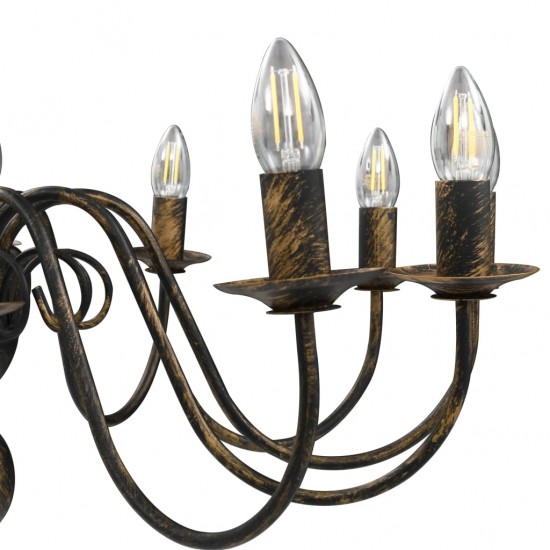 Sietynas, juodos spalvos, 12 x E14 lemputės, senovinio stiliaus