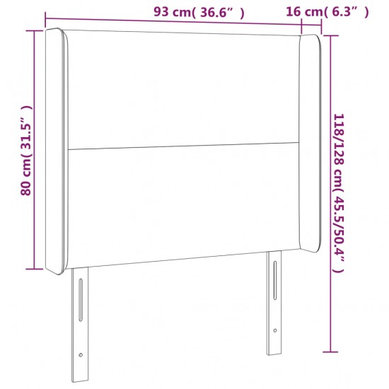 Galvūgalis su LED, tamsiai pilkas, 93x16x118/128cm, audinys