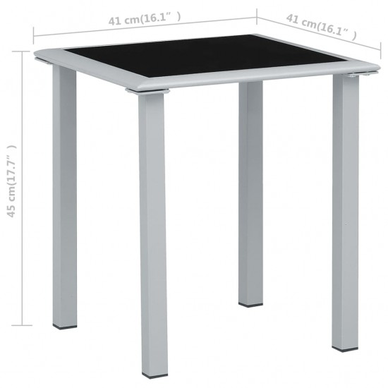 Sodo stalas, juodas/sidabrinis, 41x41x45cm, plienas ir stiklas