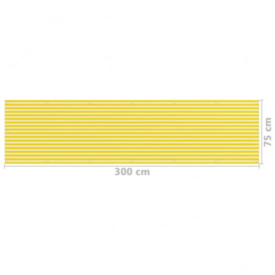 Balkono pertvara, geltonos ir baltos spalvos, 75x300cm, HDPE