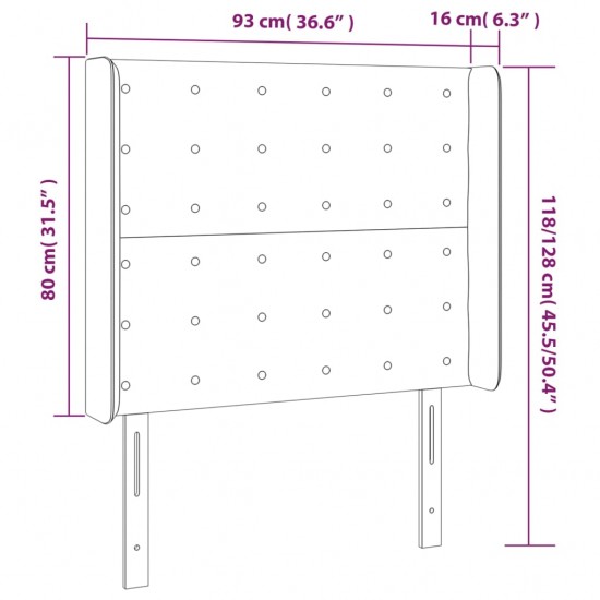 Galvūgalis su LED, tamsiai pilkas, 93x16x118/128cm, aksomas