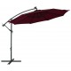Gembės formos skėtis su LED ir plieniniu stulpu, vyno raudonas