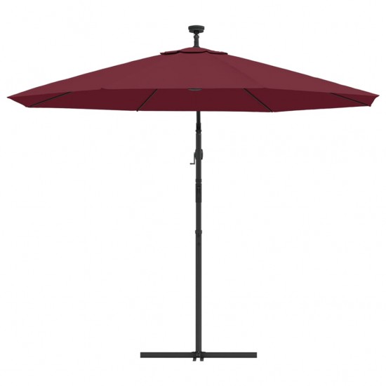 Gembės formos skėtis su LED ir plieniniu stulpu, vyno raudonas