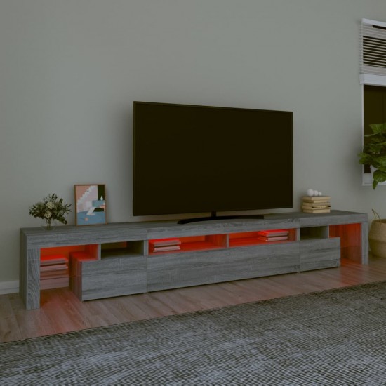 Televizoriaus spintelė su LED, pilka ąžuolo, 260x36,5x40cm