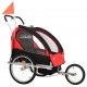 2-1 vaikiškas dviratis-priekaba ir vežimėlis, juoda ir raudona
