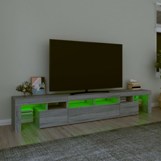 Televizoriaus spintelė su LED, pilka ąžuolo, 230x36,5x40cm