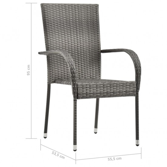 Sudedamos lauko kėdės, 2vnt., pilkos spalvos, poliratanas