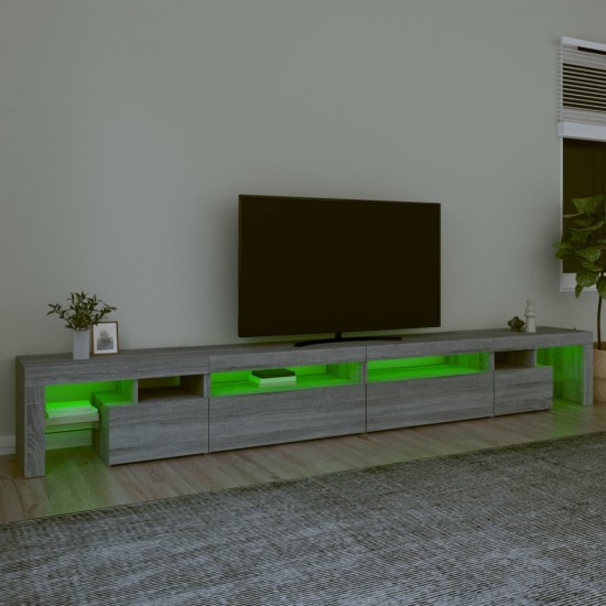 Televizoriaus spintelė su LED, pilka ąžuolo, 290x36,5x40cm
