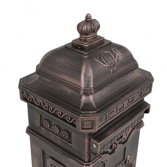 Pašto dėžutė, kolonos pavid., aliuminis, nerūd., bronzinės sp.