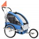 2-1 Vaikiškas dviratis-priekaba ir vežimėlis, mėlyna ir pilka