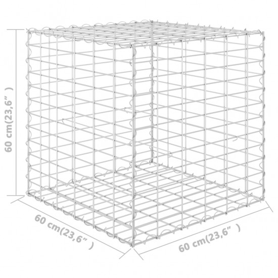 Gabiono vazonas, plieninė viela, 60x60x60cm, kubo formos