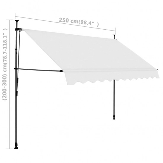 Rankiniu būdu ištraukiama markizė su LED, kreminė, 250cm