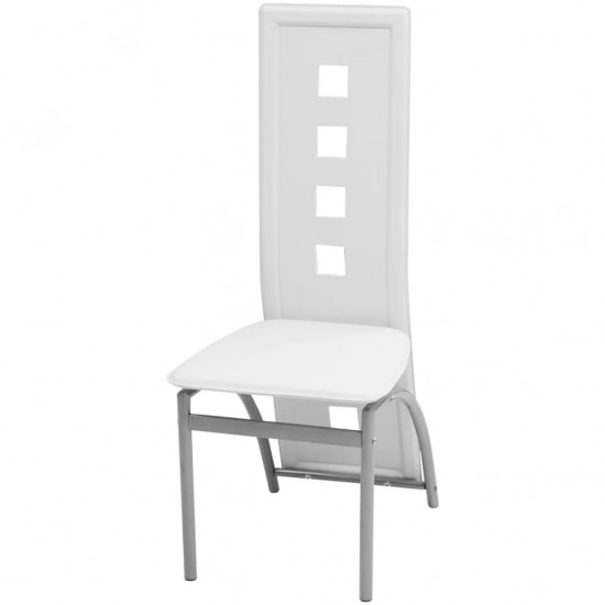 Valgomojo kėdės, 4vnt., baltos spalvos, dirbtinė oda