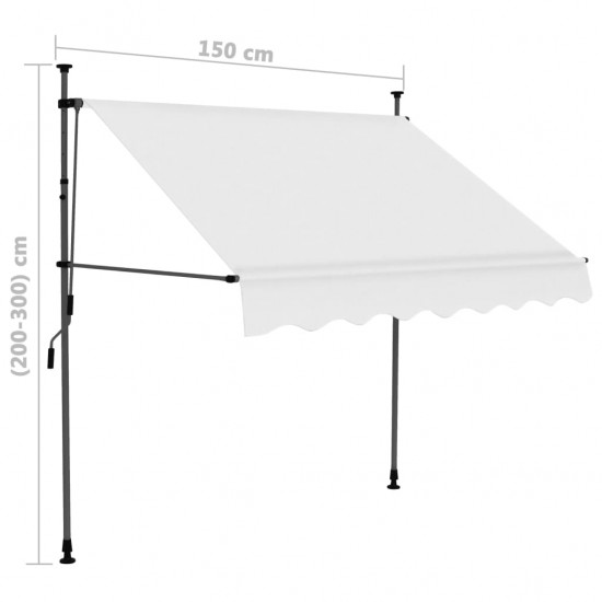 Rankiniu būdu ištraukiama markizė su LED, kreminė, 150cm