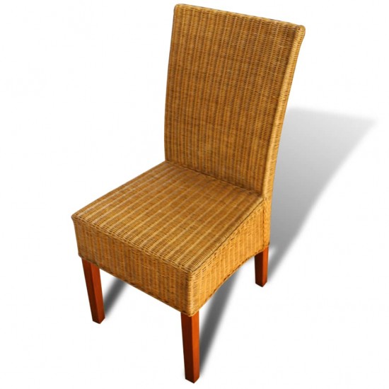 Valgomojo kėdės, 2vnt., rudos, natūralus ratanas